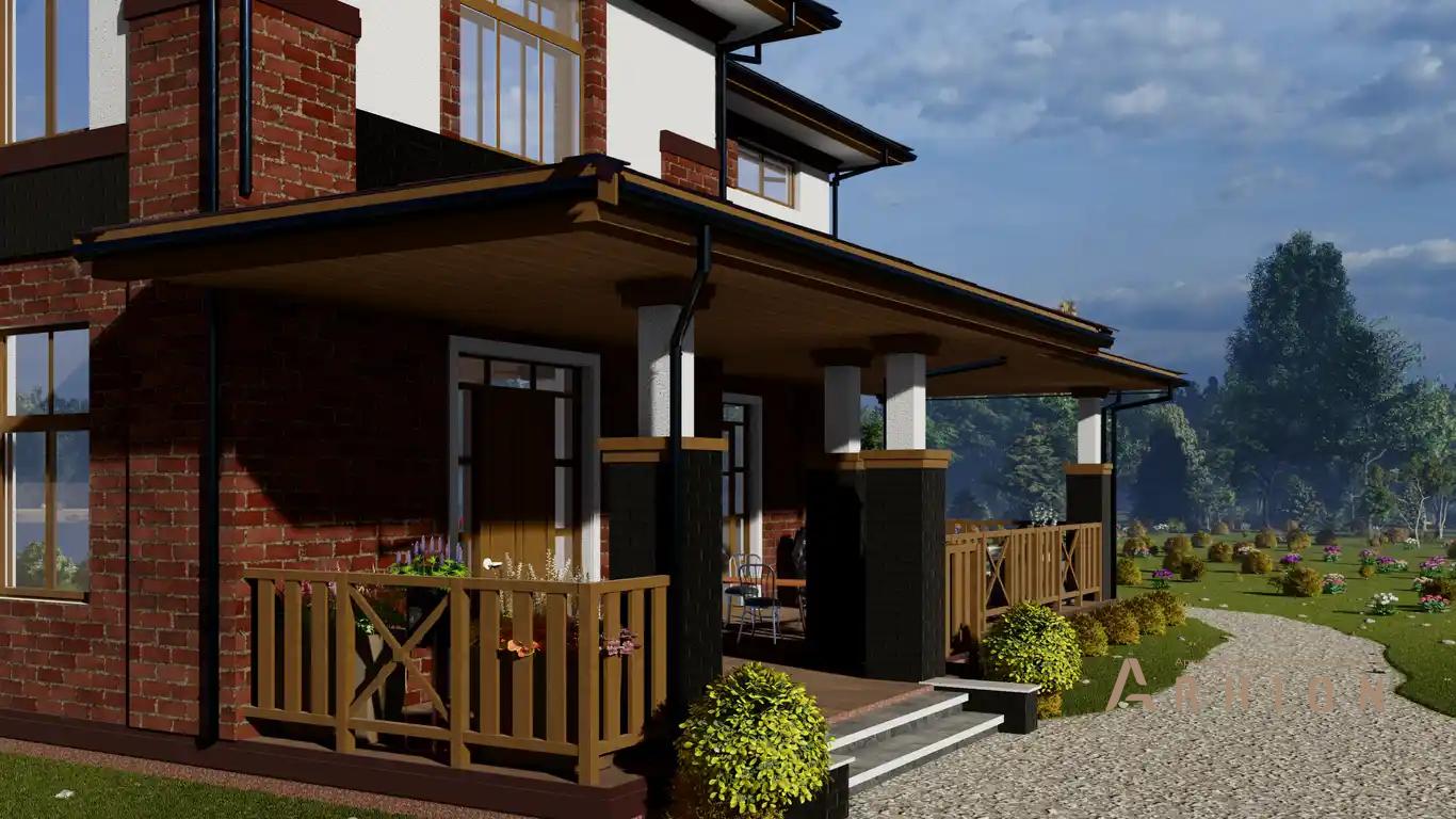 6. Проект двухэтажного дома в европейском стиле с плоской кровлей , h-1621, площадью - 260 кв c терассой